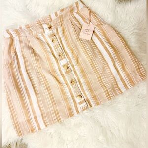 NWT LOTTIE MOSS Striped Tan & White Skirt
